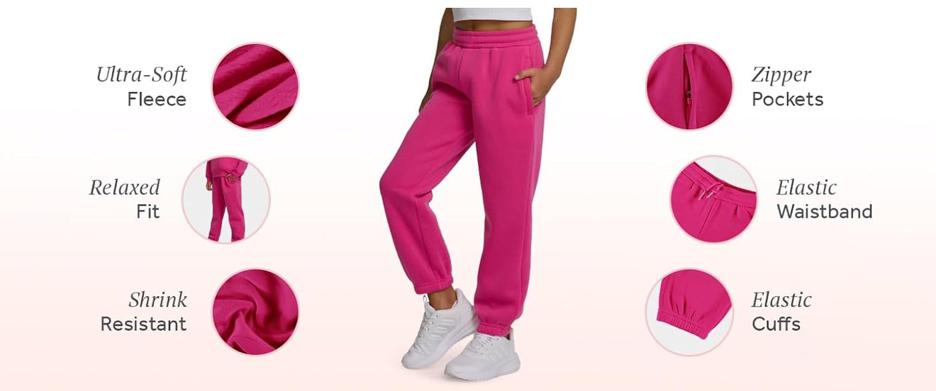 Girls 3-Pack Sweatpants - Fleece Joggers with Pockets | AURORE LUXURE