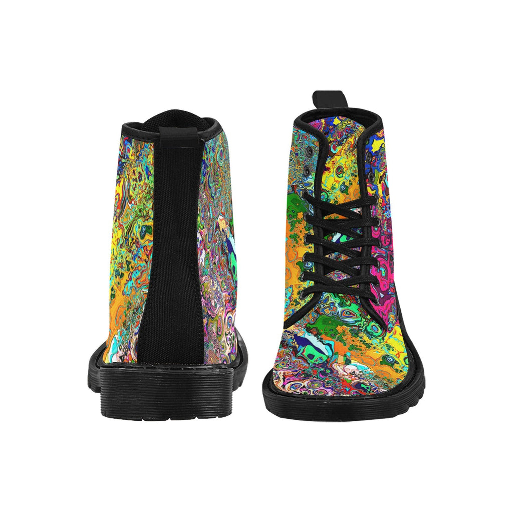 EDM Artist Logos Women's Lace Up Canvas Boots No-Slip Shoes for Hiking Camping Festivals