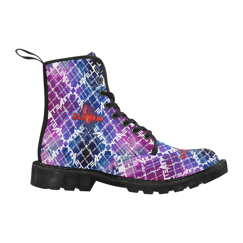 EDM Artist Logos Women's Lace Up Canvas Boots No-Slip Shoes for Hiking Camping Festivals