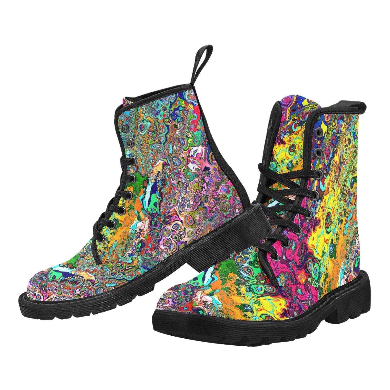 EDM Artist Logos Women's Lace Up Canvas Boots No-Slip Shoes for Hiking Camping Festivals