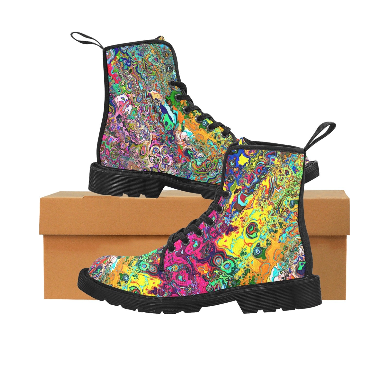 EDM Artist Logos Women's Lace Up Canvas Boots No-Slip Shoes for Hiking Camping Festivals
