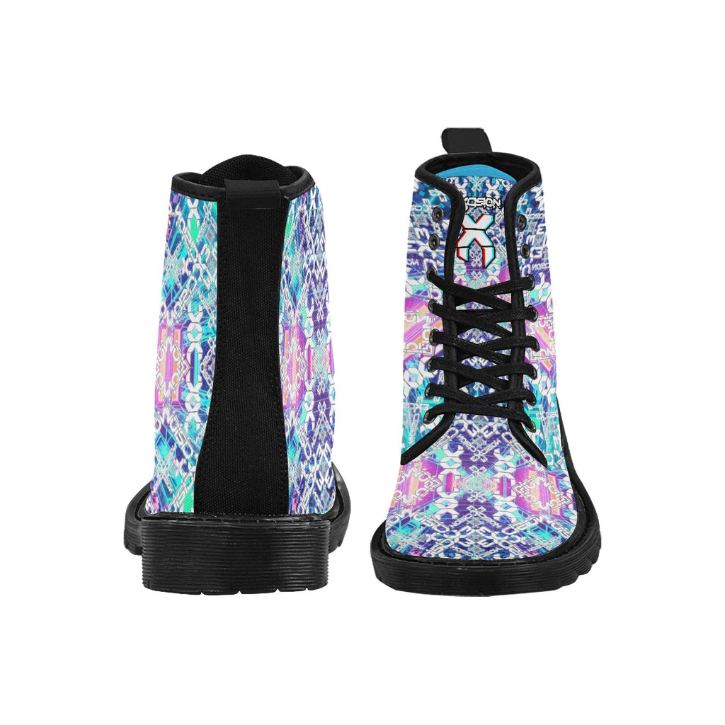 EDM Artist Logos Women's Lace Up Canvas Boots No-Slip Shoes for Hiking Camping Festivals