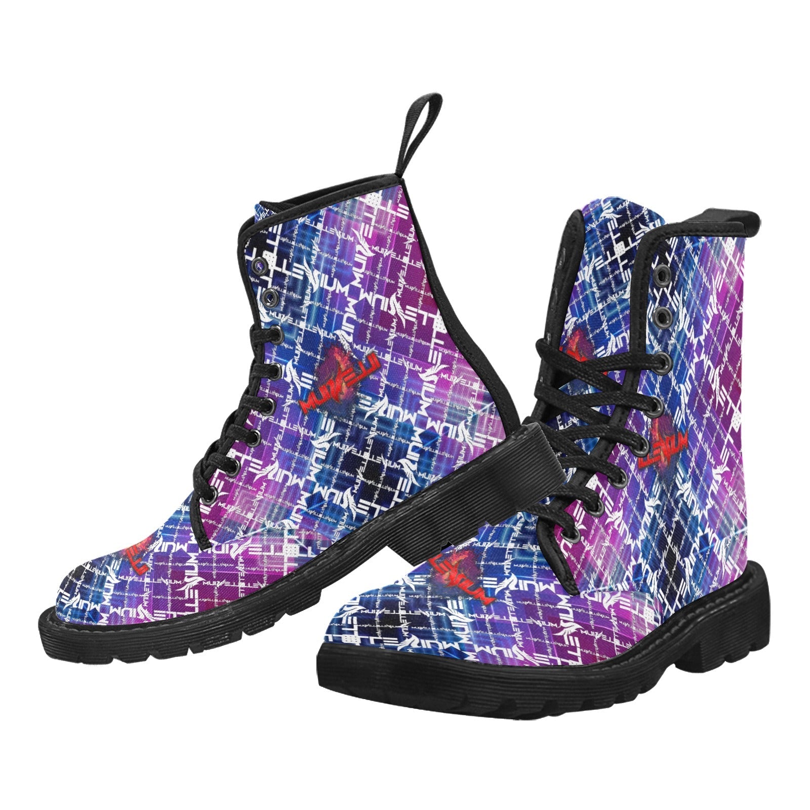EDM Artist Logos Women's Lace Up Canvas Boots No-Slip Shoes for Hiking Camping Festivals