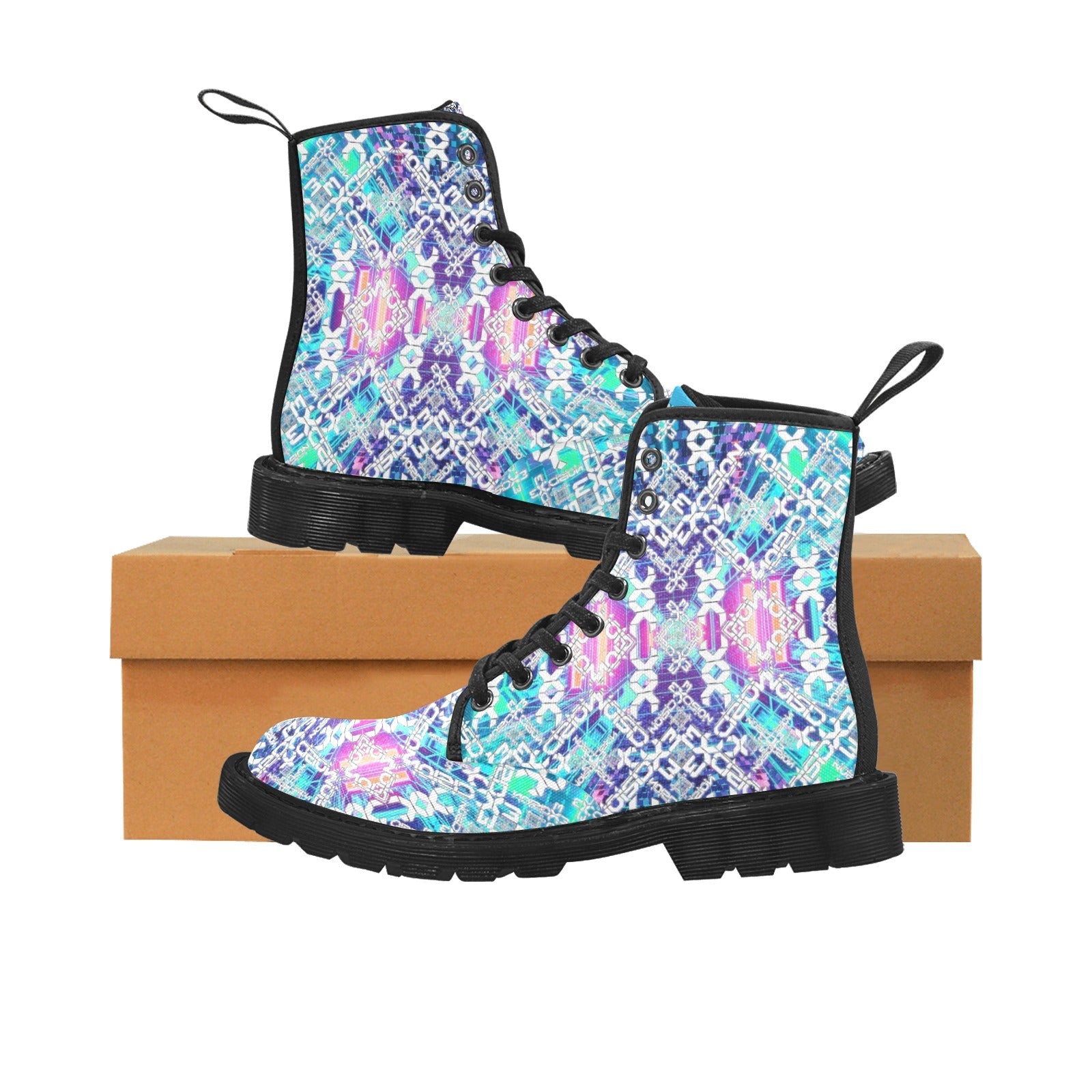 EDM Artist Logos Women's Lace Up Canvas Boots No-Slip Shoes for Hiking Camping Festivals