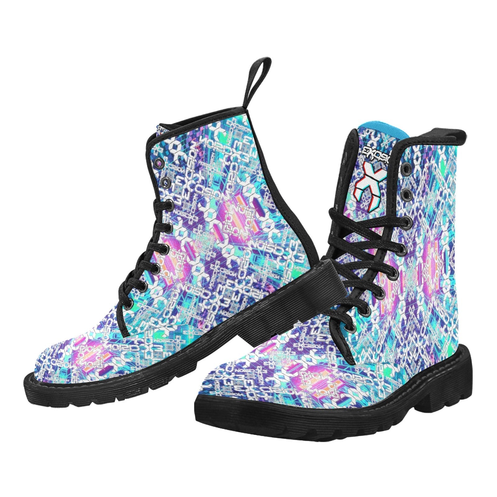 EDM Artist Logos Women's Lace Up Canvas Boots No-Slip Shoes for Hiking Camping Festivals