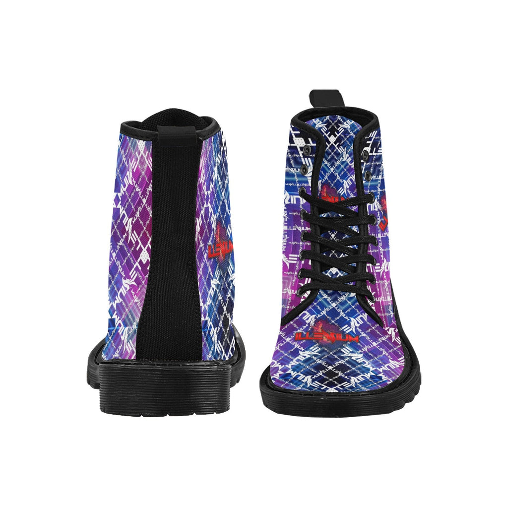 EDM Artist Logos Women's Lace Up Canvas Boots No-Slip Shoes for Hiking Camping Festivals
