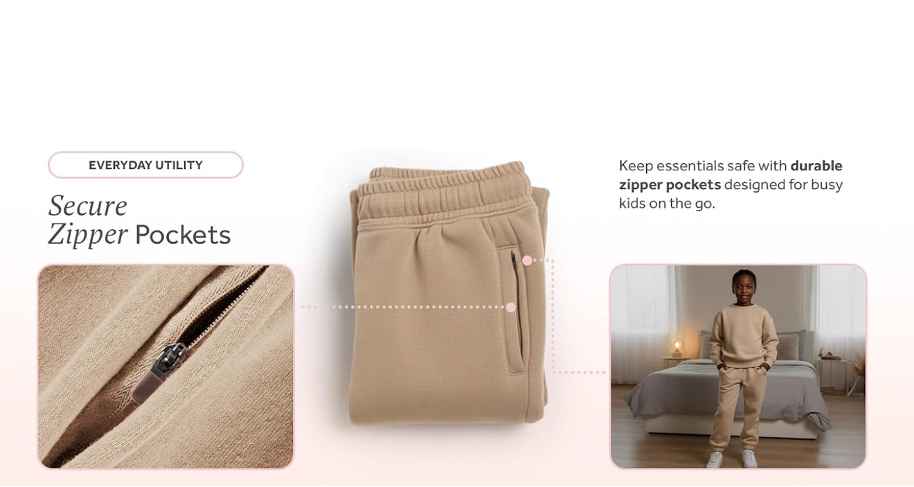 Girls 3-Pack Sweatpants - Fleece Joggers with Pockets | AURORE LUXURE