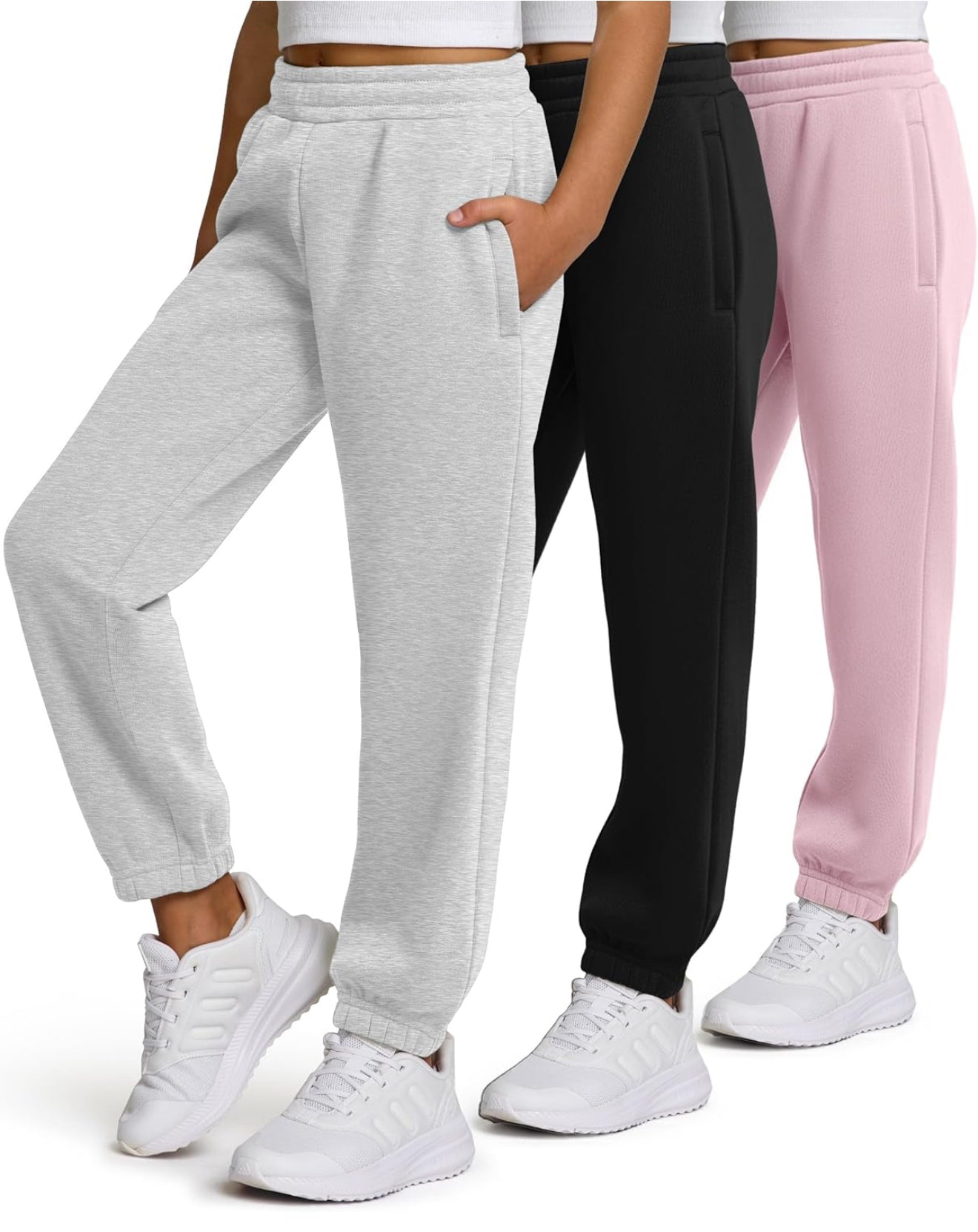 Girls 3-Pack Sweatpants - Fleece Joggers with Pockets | AURORE LUXURE