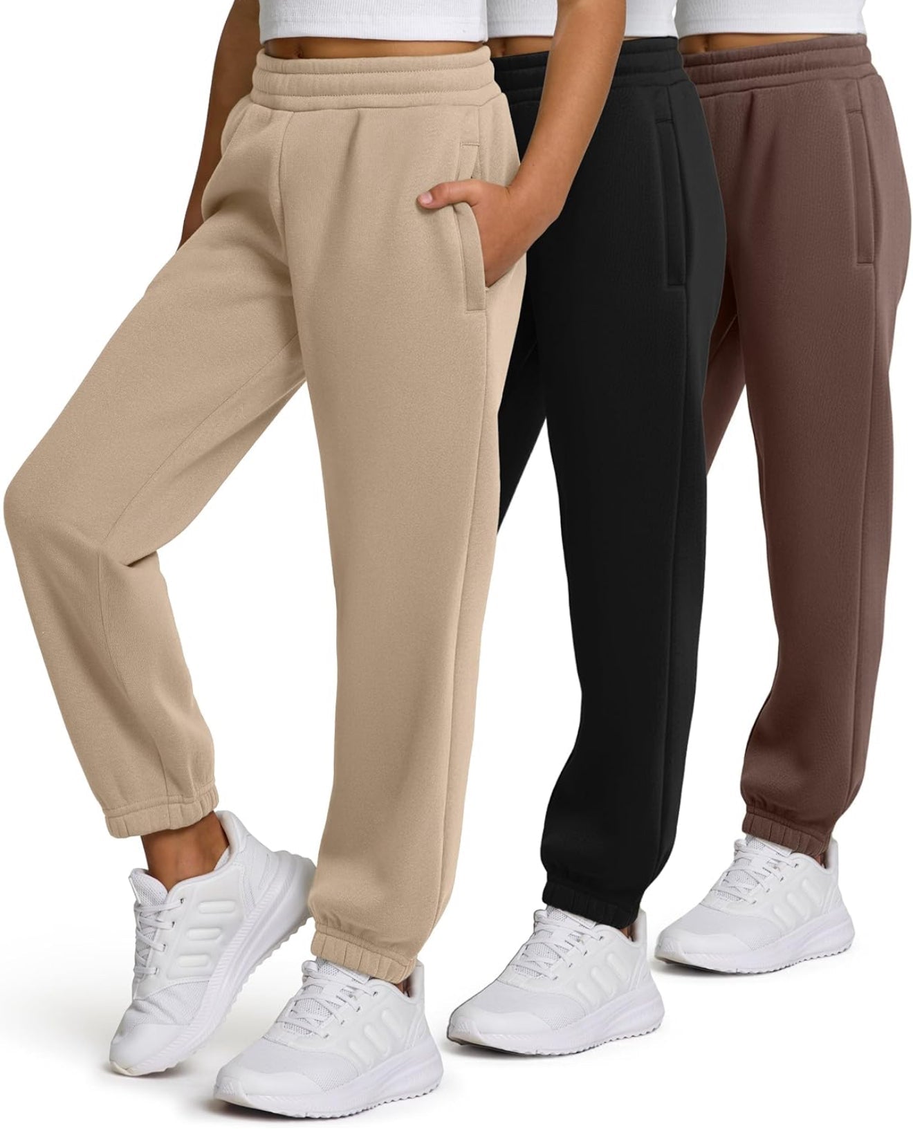 Girls 3-Pack Sweatpants - Fleece Joggers with Pockets | AURORE LUXURE