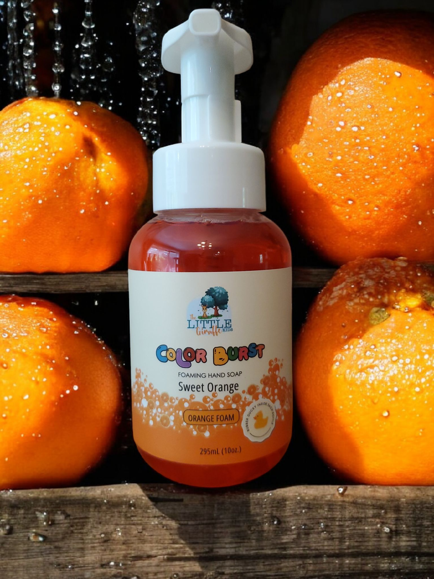 Non-toxic, Colorful Foaming Hand Soap for Kids. Orange Foam. Sweet Orange Scented