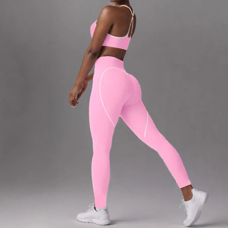 Vibrant Flex Gym Set: Colorful Sports Bra & Leggings