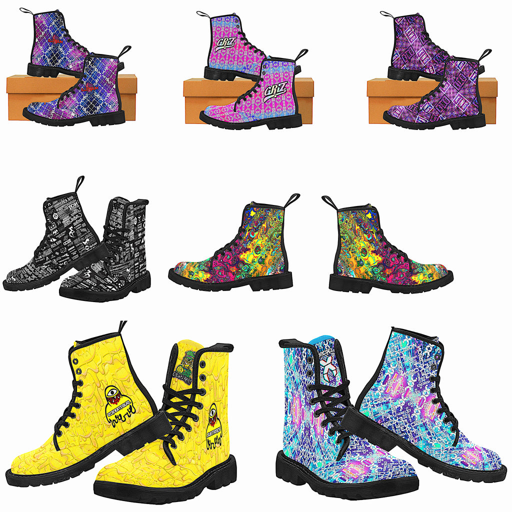 EDM Artist Logos Women's Lace Up Canvas Boots No-Slip Shoes for Hiking Camping Festivals