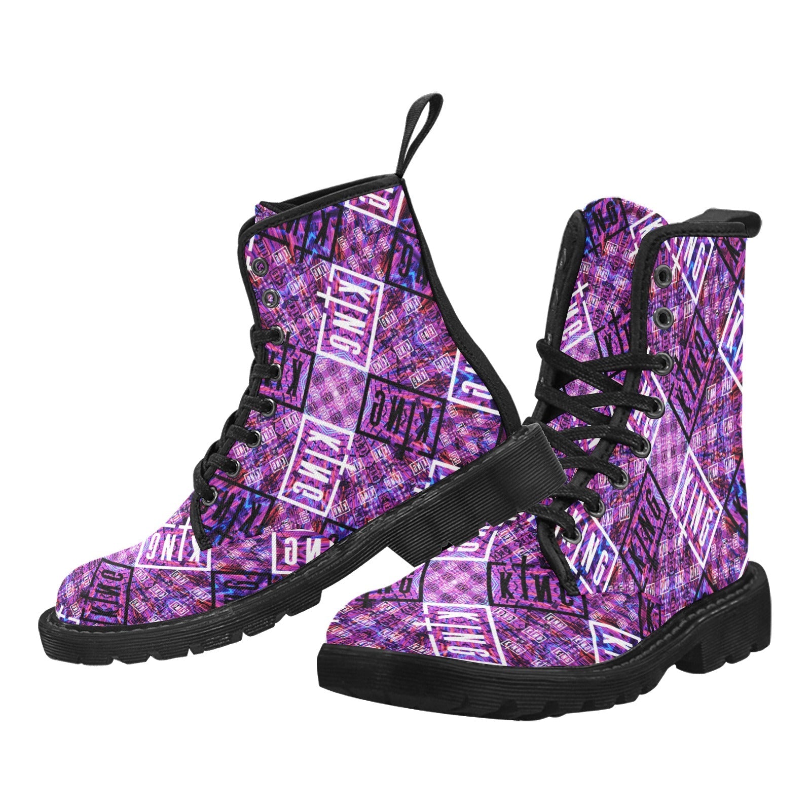 EDM Artist Logos Women's Lace Up Canvas Boots No-Slip Shoes for Hiking Camping Festivals