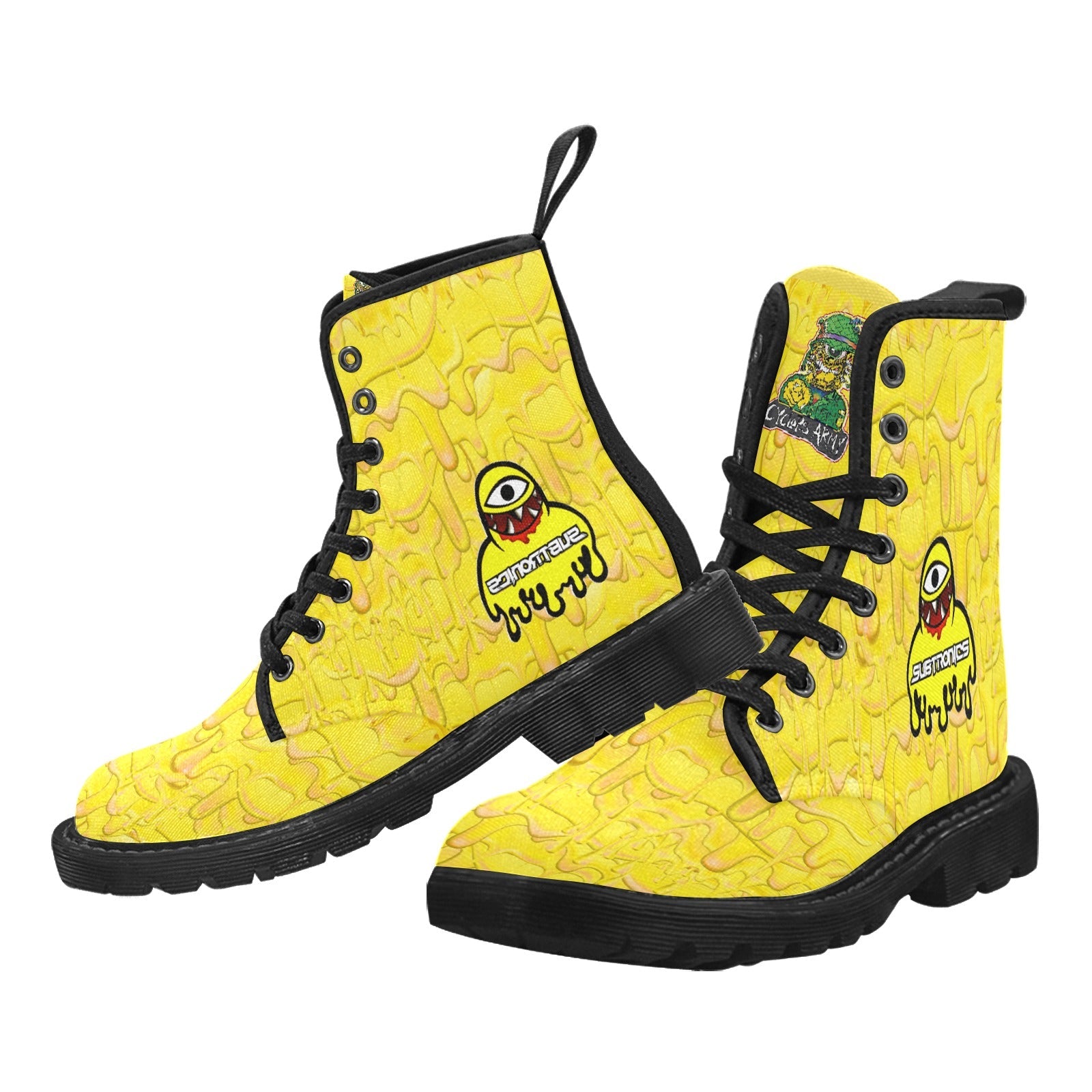 EDM Artist Logos Women's Lace Up Canvas Boots No-Slip Shoes for Hiking Camping Festivals