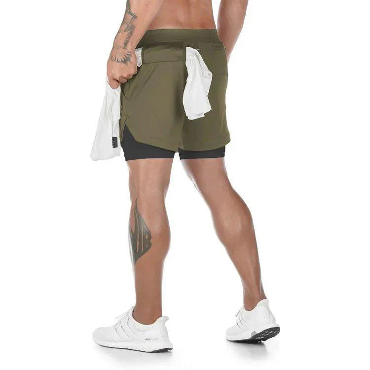 Mandotos Camo Running Shorts for Men 2 In 1 Quick Dry Gym Training Jogging Shorts