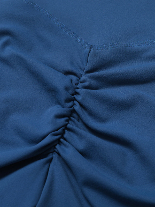 Women's Hip Pocket Crossover Waist Leggings Sports Shorts