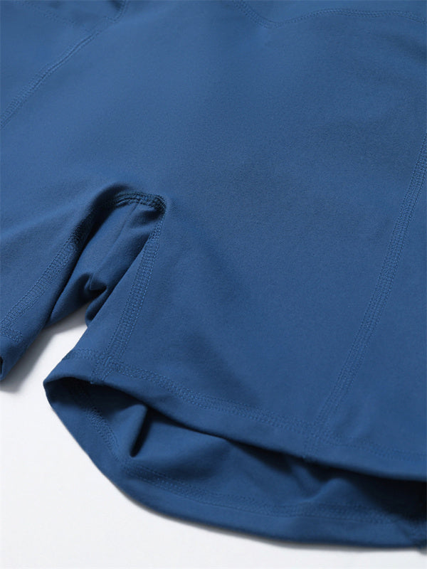 Women's Hip Pocket Crossover Waist Leggings Sports Shorts